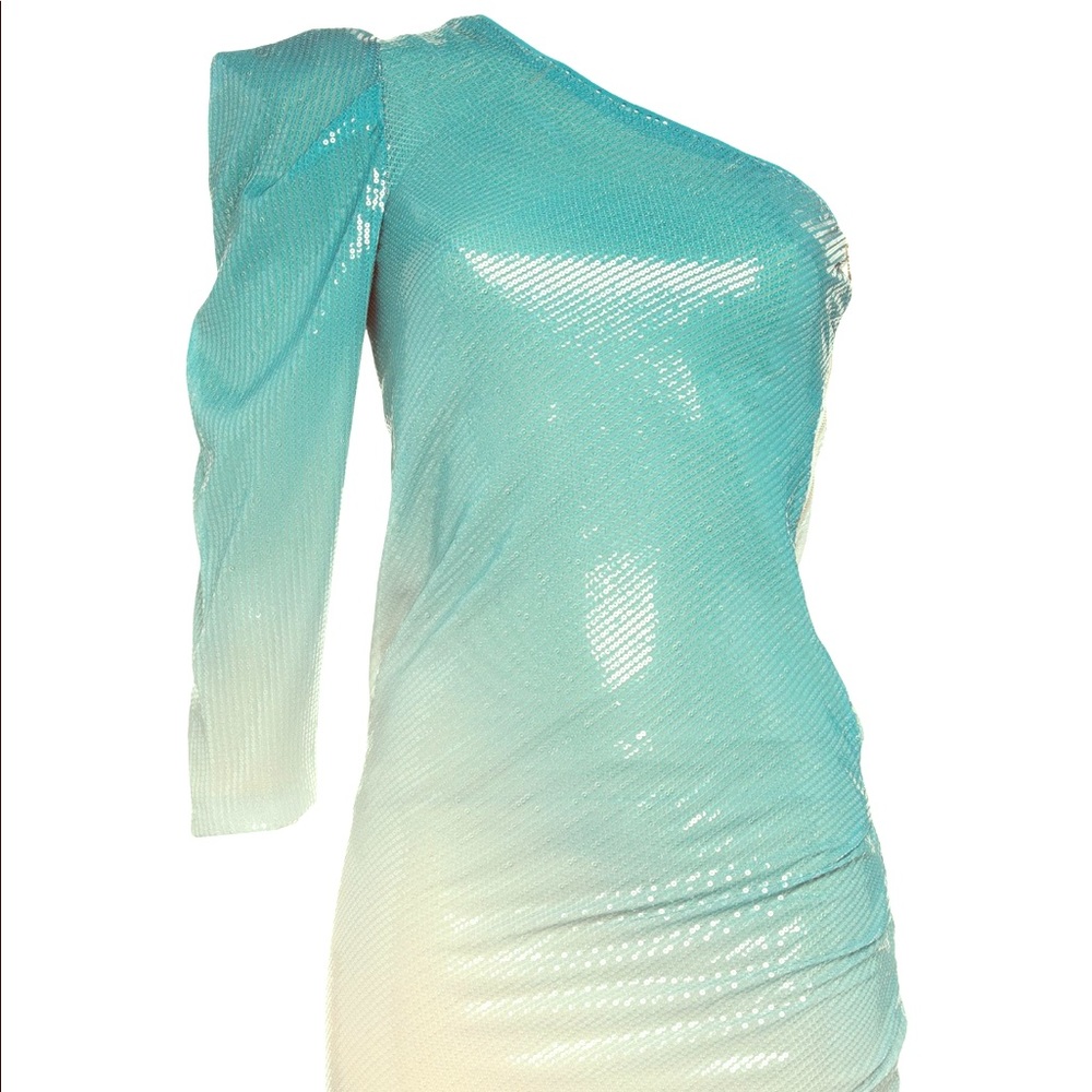 PATRIZIA PEPE BLUE OMBRE 1 SHOULDER DRESS sz 8
